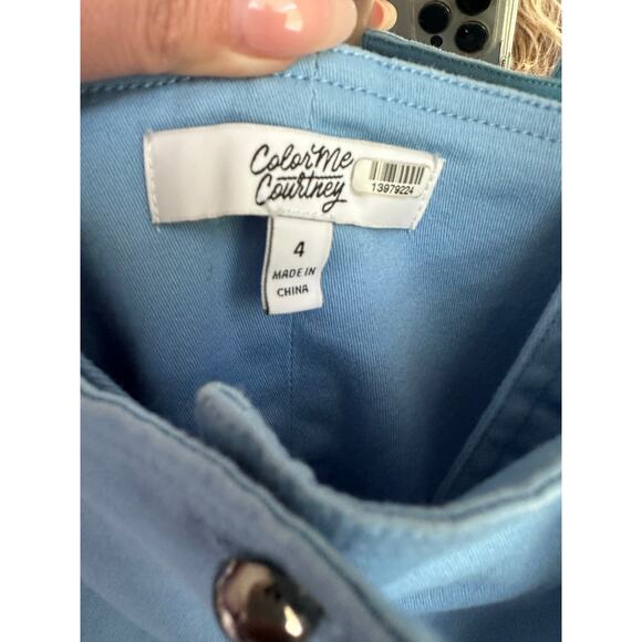 Color Me Courtney Alle Utility Dress Baby Blue Mini Size 4 - Picture 8 of 8